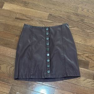 NWOT Free People Faux Leather Button Up Mini Skirt